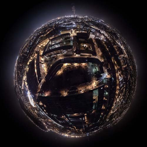 panorama Brno Zbrojovka v noci